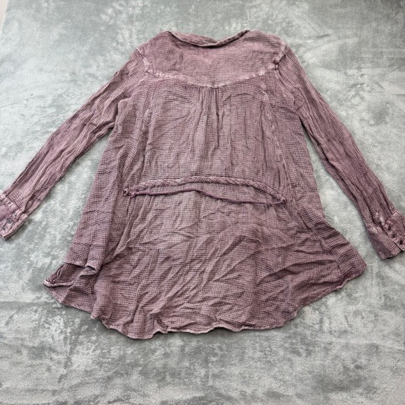 Free People Size L Pink Raspberry Waffle Knit One of the Guys Oversized Tunic - Picture 2 of 7